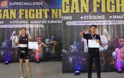 Dua Atlet SMPN 1 Ngimbang Raih Juara 1 di Kejuaraan Provinsi “Lamongan Fight Night 2025”